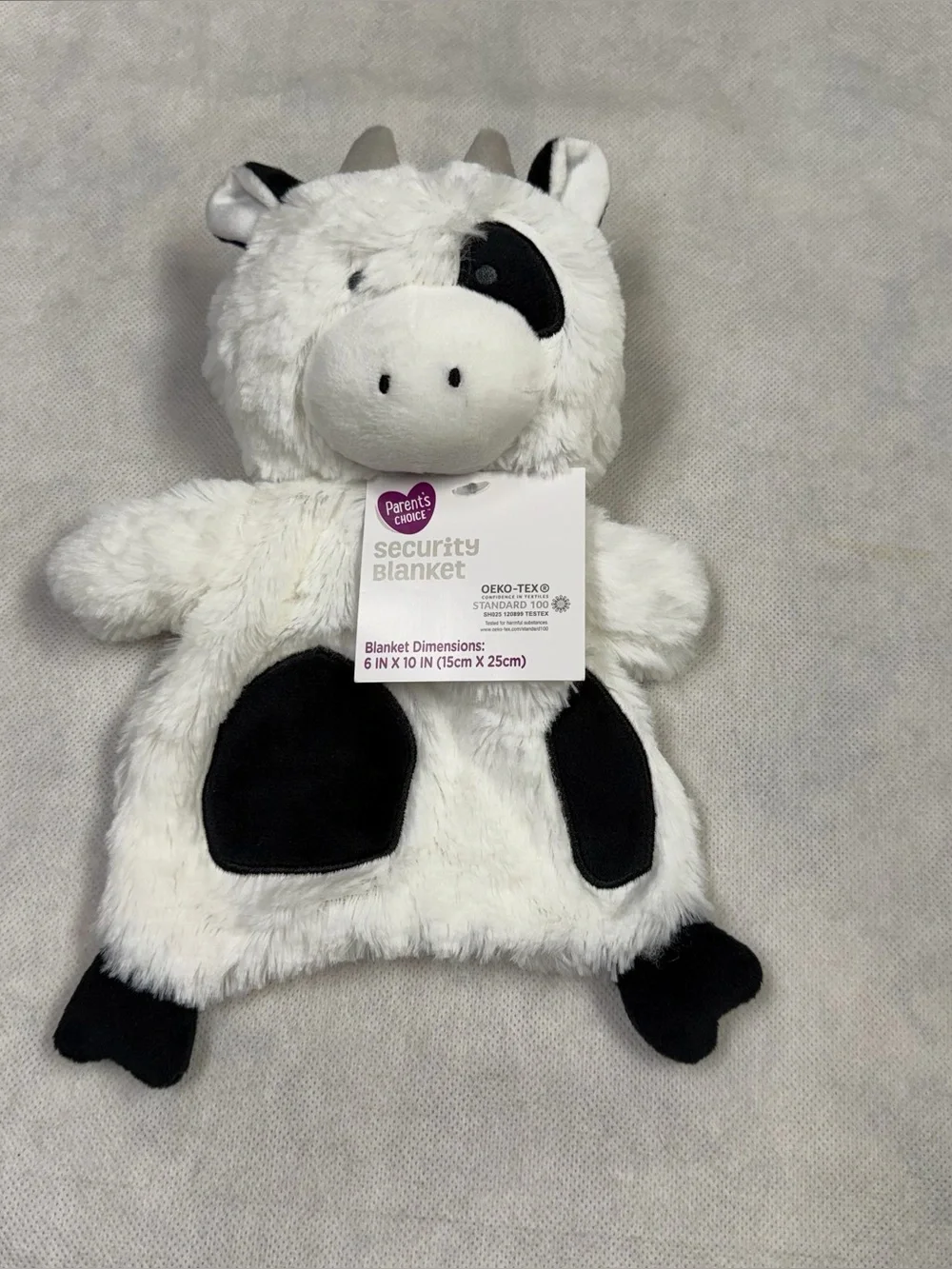 Parent's Choice Brand Plush Cow Lovely Baby Security Blanket 6x10”